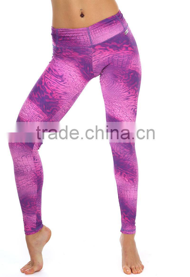 womens full length nylon/spandex digital printing sports leggings