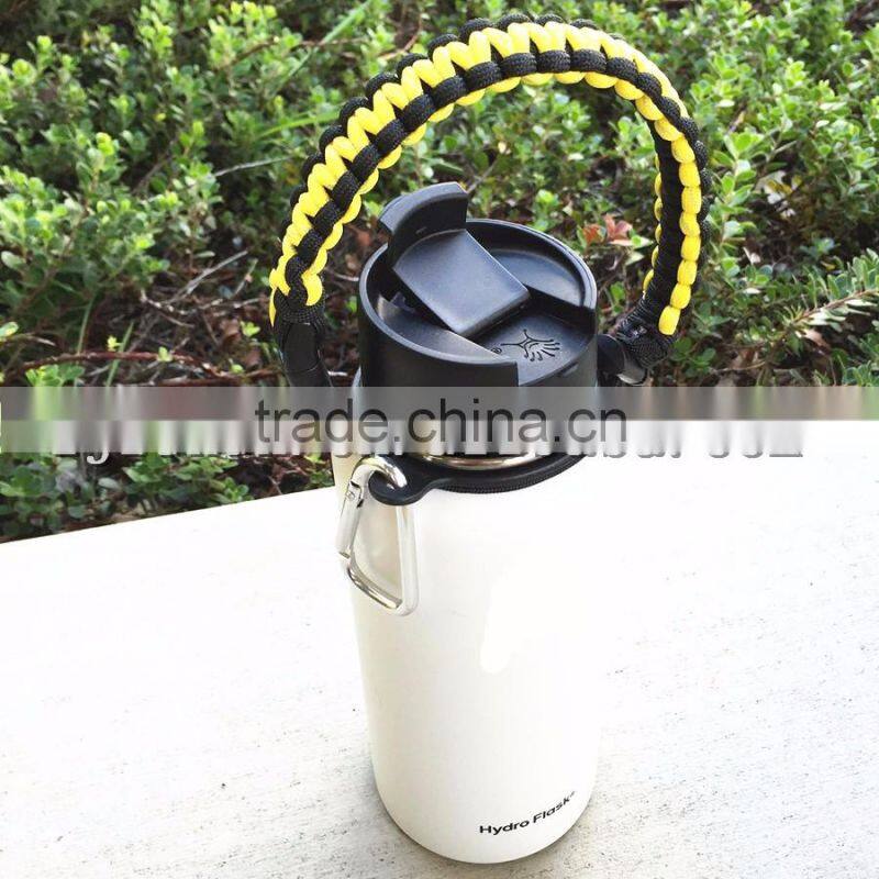 newest fashion weave paracord bottle handle 7 stands 550 paracord survival cup handle for hiking camping