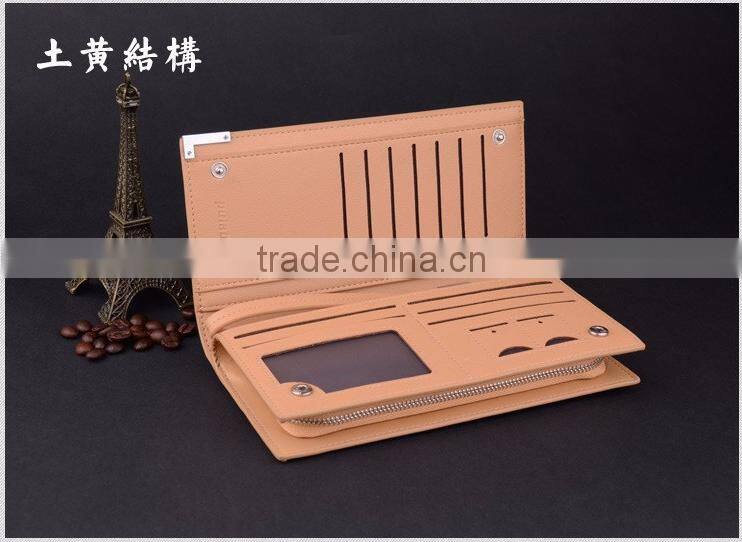 Low Cost Fashion PU Leather Unisex Card Long Wallet Hand Purse for Men