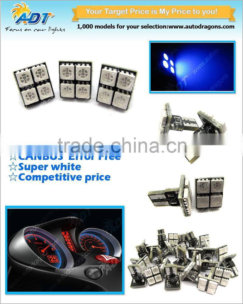 CANBUS-5050SMD 4 led bulbs T10 wedge light bulbs