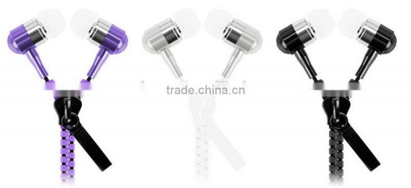 High Quality Zipper Earphone with Mic