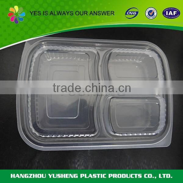 Disposable plastic food container 3 compartment containers,3 compartment food container
