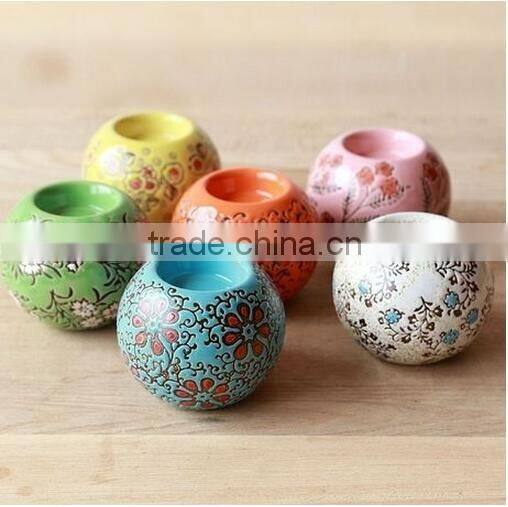Mini antique style ceramic candlestick candle holder