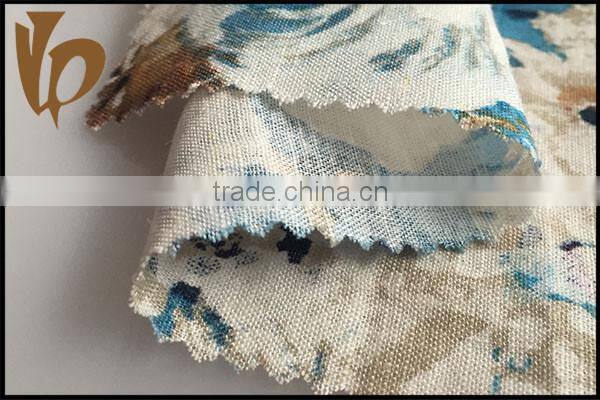 Shaoxing flower printing fabric linen and viscose rayon fabric for woman dress