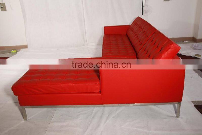 modern design leather florence knoll style corner sofa with chaise lounge