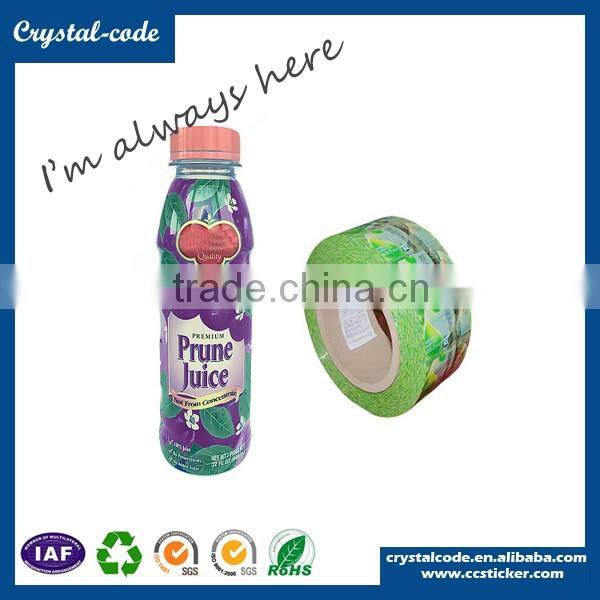 Shrink waterproof roll glossy colorful printing bottle label sticker