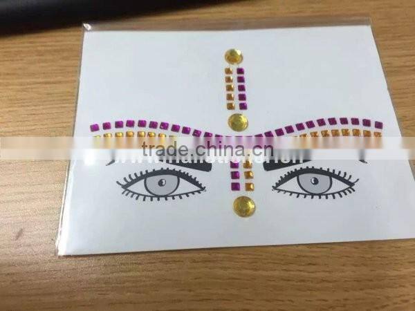 Custom sparkling temporary crystal makeup jewels self-adhesive face jewels on sticker manufacturer