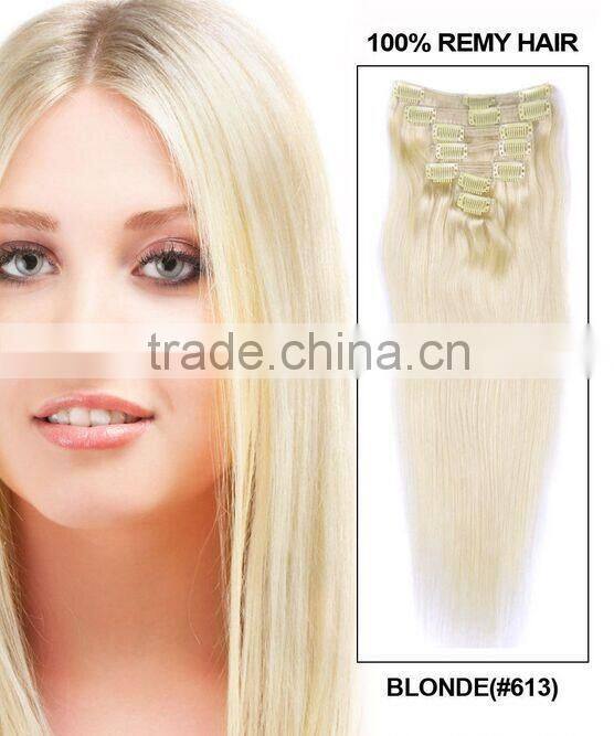 2015 new human clip on hair extension