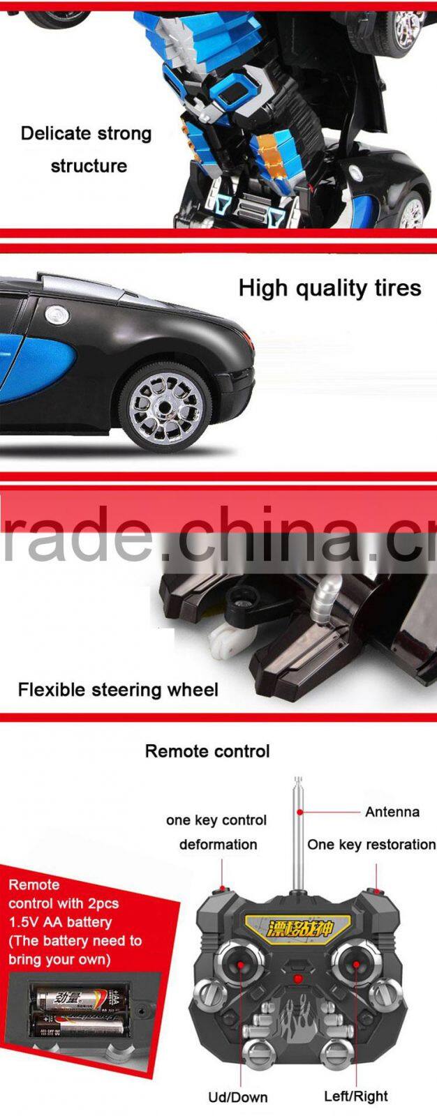 2016 new toys 2.4G rc stunt car deformation robot toy for sale