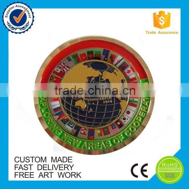 custom soft enamel souvenir gold plate coin
