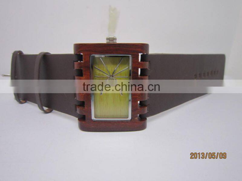 Fashion 2015 Women/Men's Bamboo Wooden Watches With Genuine Cowhide Leather Band Luxury Wood Watches for Men Women