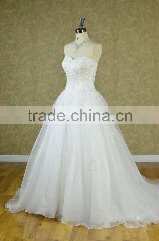 2014 sweetheart neckline crystal bead lace princess wedding dress