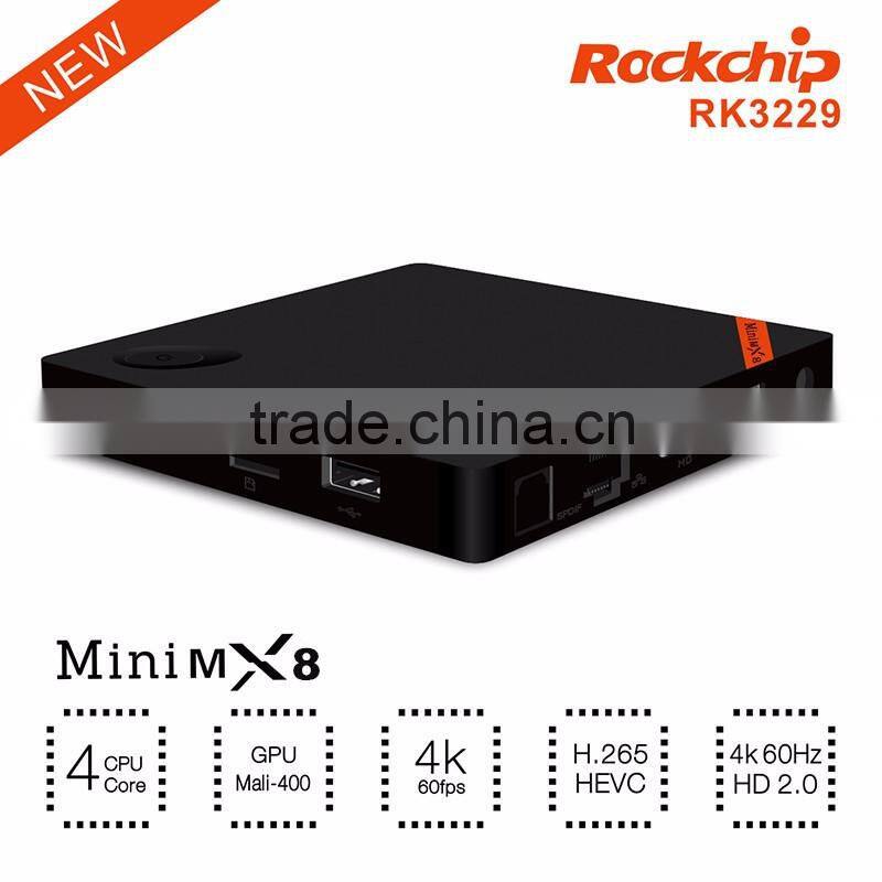 dragonbest Mini MX8 Rockchip RK3229 Quad Core 1G/8G 4K media player Smart Android 4.4 KODI TV BOX