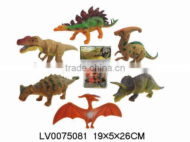 Simulation animal toys shantou, plastic toy lifelike dinosaur 6 IN 1