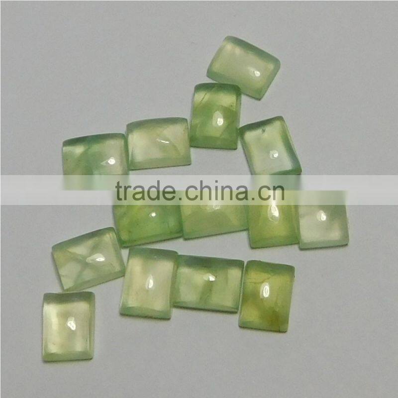 NATURAL PREHNITE CABOCHON GOOD COLOR & QUALITY 6X8 MM BAGUETTE LOT