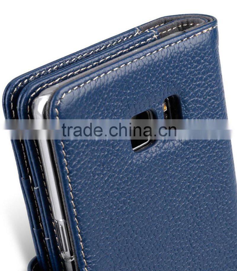 Wallet Card Slot Mobile Phone Cover Blue Genuine Leather Case for Samsung Galaxy Note 7