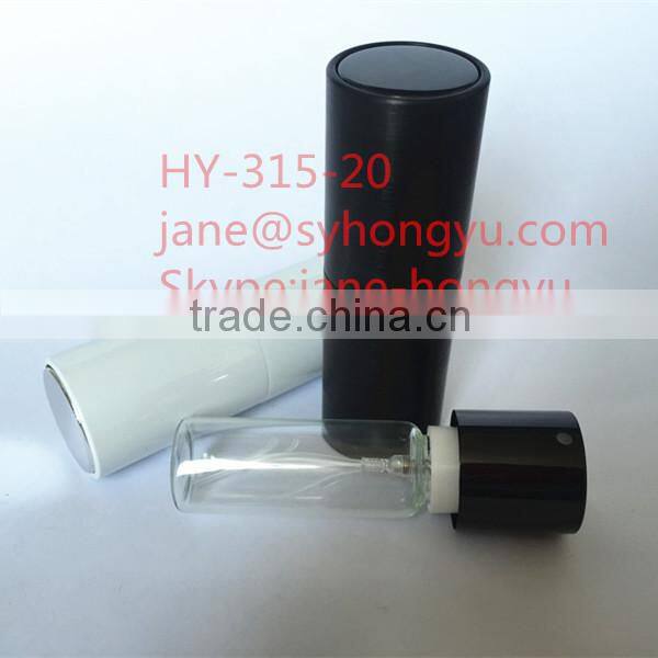 Wholesale 20ml empty round aluminum perfume spray pump glass bottle