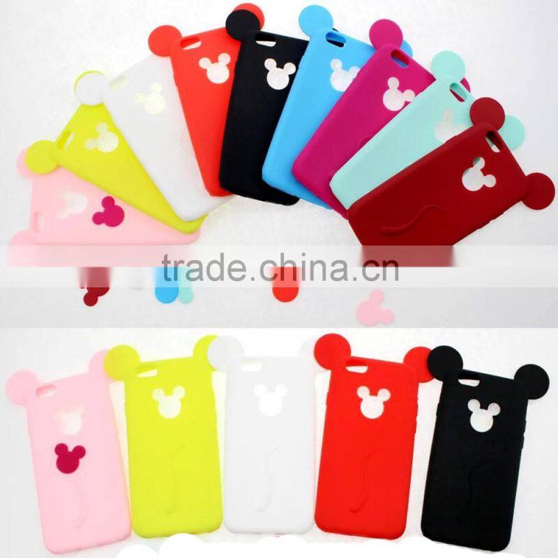 soft silicone Material colorful 3D cartoon Mickey mouse ear phone cover For iphone5 6 6s 7 plus cases