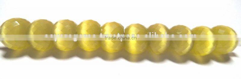 AAA Chinese Yellow Cats Eye Stylist Rondelle Big Hole Beads