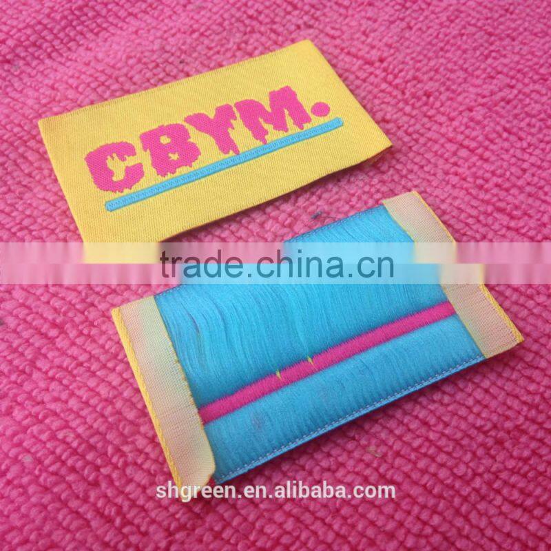 mitre fold weaving clothing label,woven neck tag