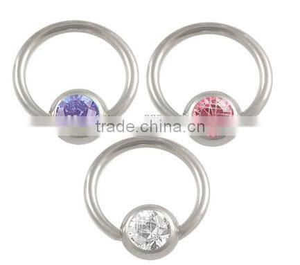The hot sale Crystal Purple Titanium BCR Captive Ring nose & lip rings