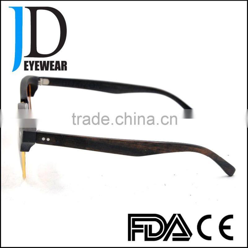 Japanese double frame metal wood sunglasses real wood sunglasses with blinds