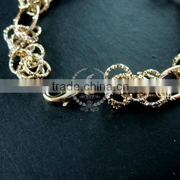 20cm 14K light gold plated brass faceted circle round oval link fashion DIY bracelet supplies 1900065