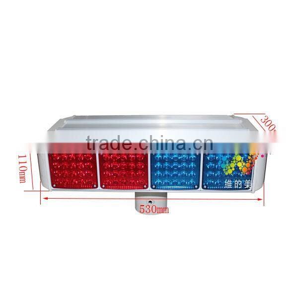 Road safety 12pcs Red blue modules 4sides LED flashing light solar traffic warning light