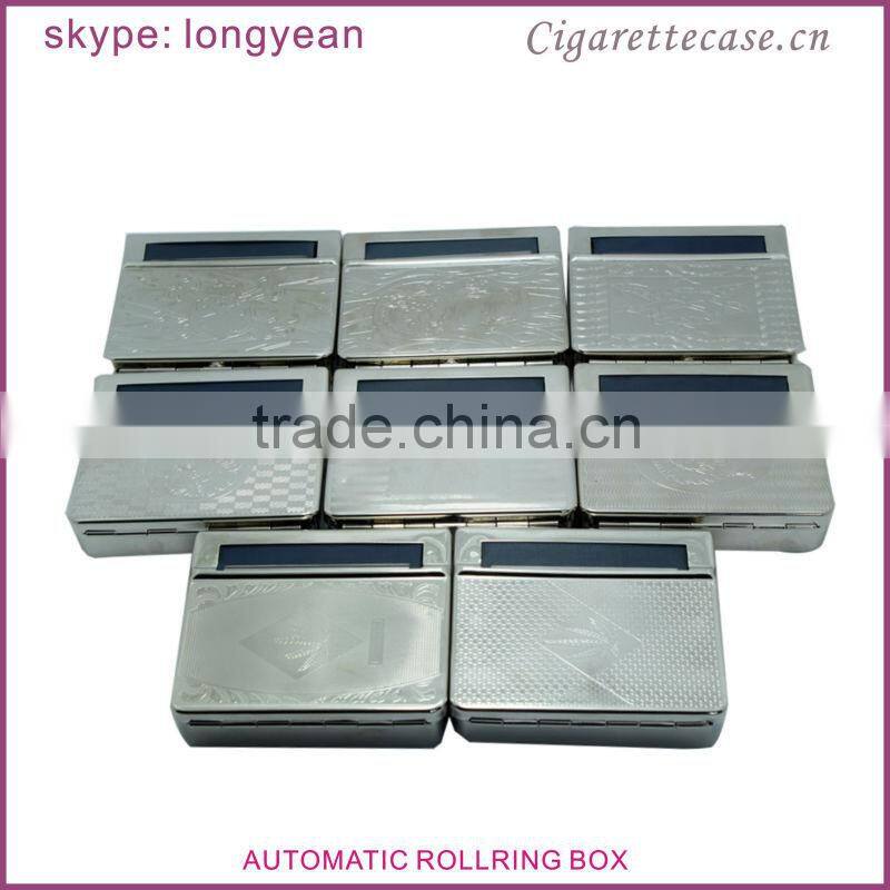 embossed design metal automatic cigarette rolling box
