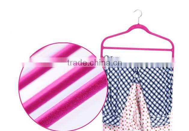 Wholesale products china 4 pack non slip 4 step hanger velvet flocked clothes trouser hanging hangers slim