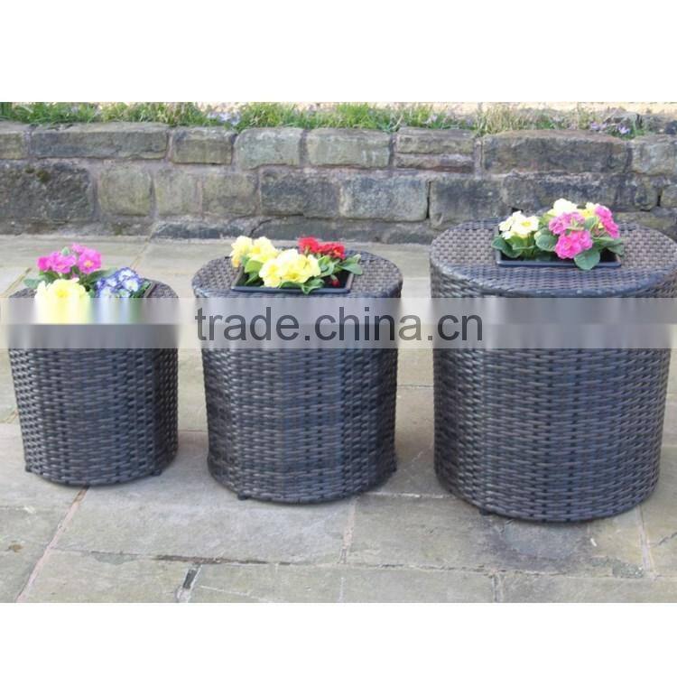 S&D China Products Large Size pe ratatn round garden decoration black wicker garden pots and planters