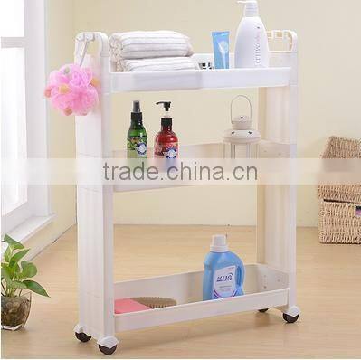 Movable Plastic PP Kitchen Bathroom Storage Rack Shelves