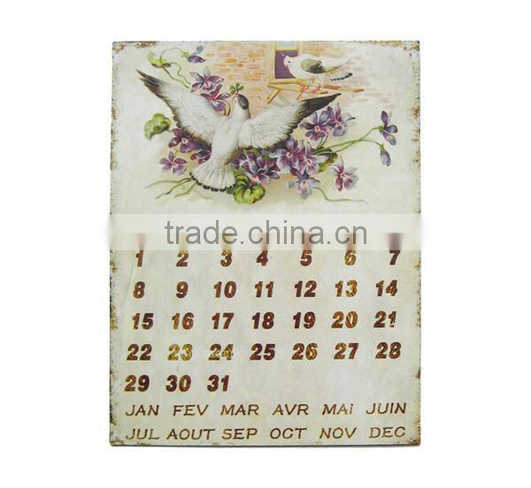 Retro Metal Sign Tin Sign Calendar Floral Metal Sign Wall Plaque