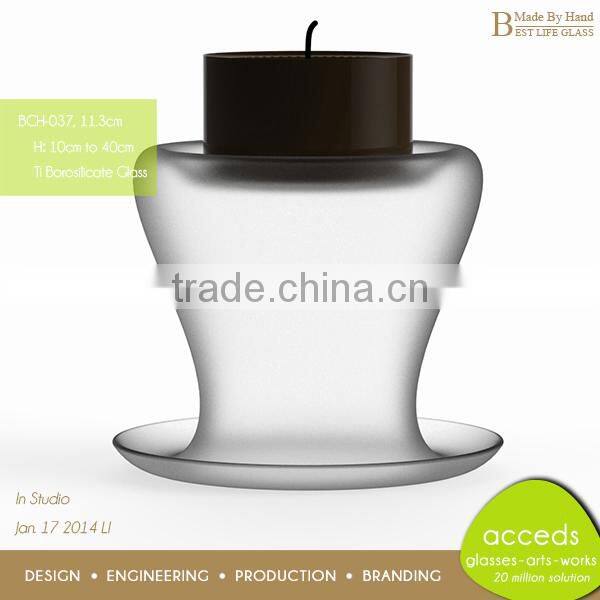 Small House Decorative Fancy Glass Round Candle Holder