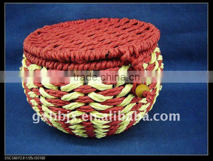 Red round paper rope woven iron frame craft food boxes