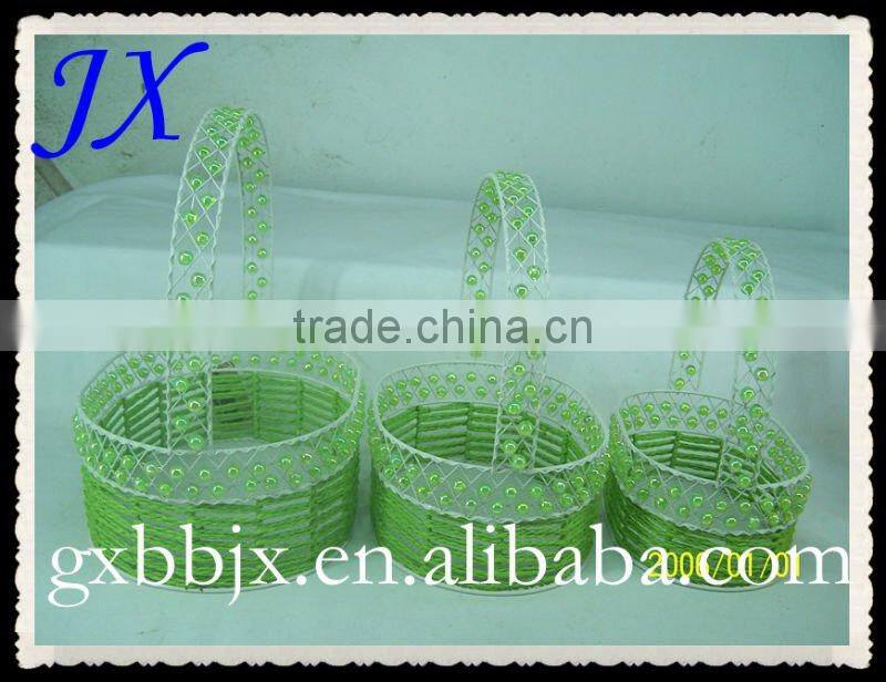 paper rope beads hanging adorn article basket with handle