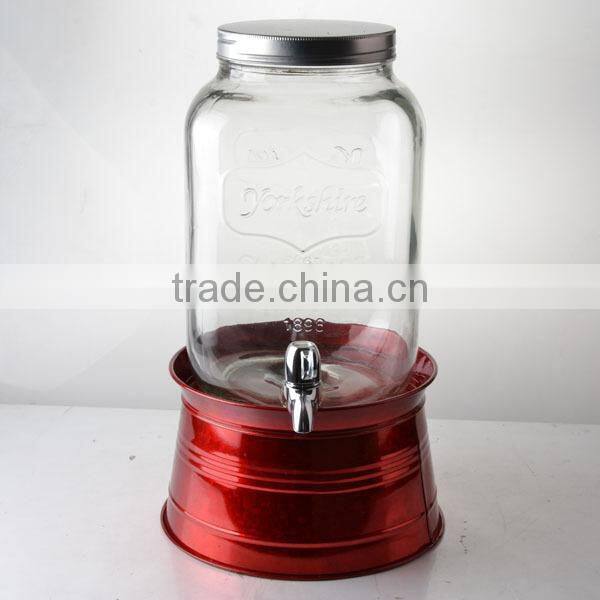 333OZ glass drink dispenser , Glass yard dispenser with ice bucket