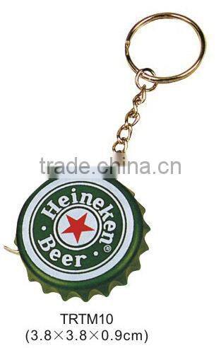 Plastic bottle cap shape measuring tape with keyring