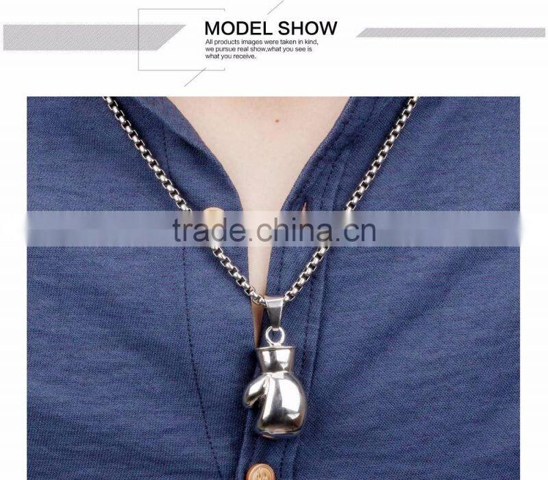 2017 Trending Fashion Stainless Steel Glove Boxing Gold Plated Men's Pendant Necklace