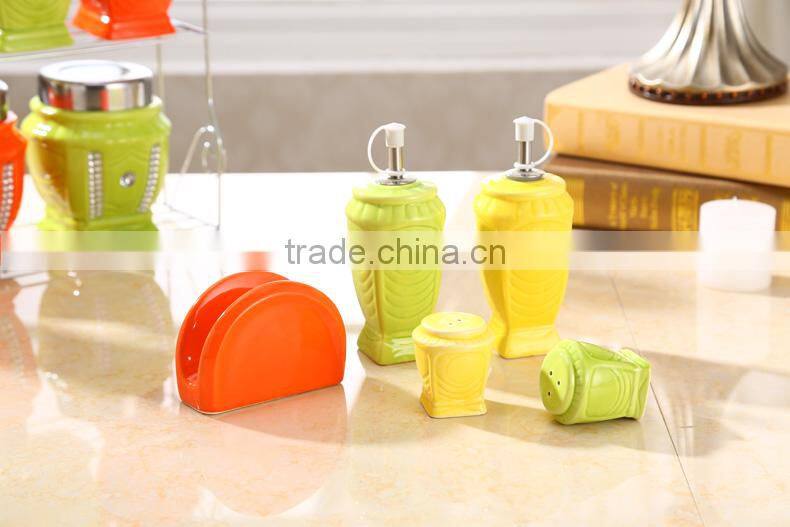 kitchenware ceramic jar with stainless steel stand