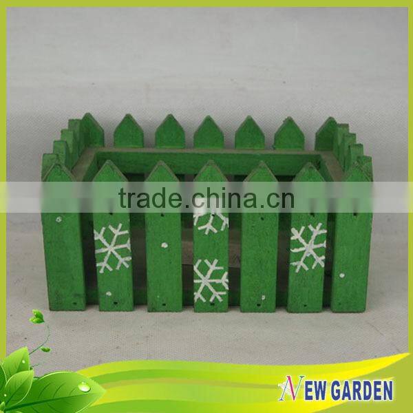 Green and Red Large Rectangular Wooden Flower Pot and Planting
