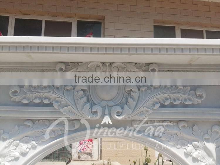 luxury home decoration marble stone lion head fireplace mantel