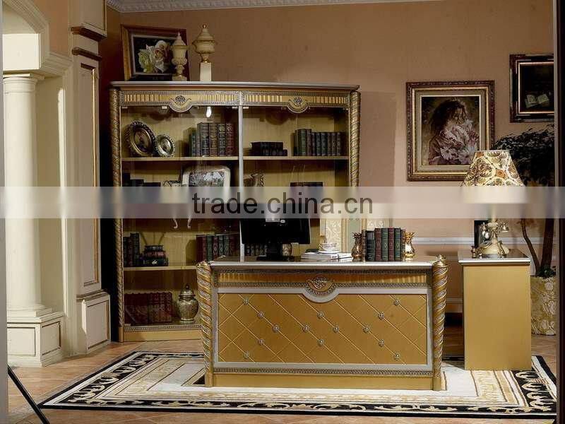 European Antique Office Furniture,Hand carved wooden office Table Set,Classical office Desk, Chair,File Cabinet (BG600037)