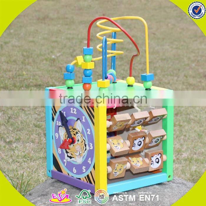 2017 wholesale multi-function toddlers wooden bead activity table new design funny kids wooden bead activity table W11B137