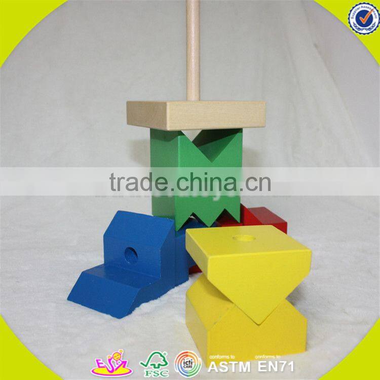 wholesale hot colorful baby wooden stacking blocks toy new fashion kids wooden stacking blocks game toy W13E070