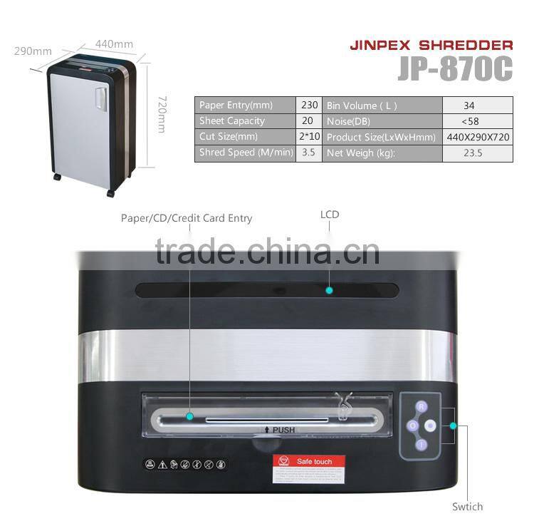 JP-8620M Middle Medium office paper shredder /Micro cut/2*10mm/GS/CE