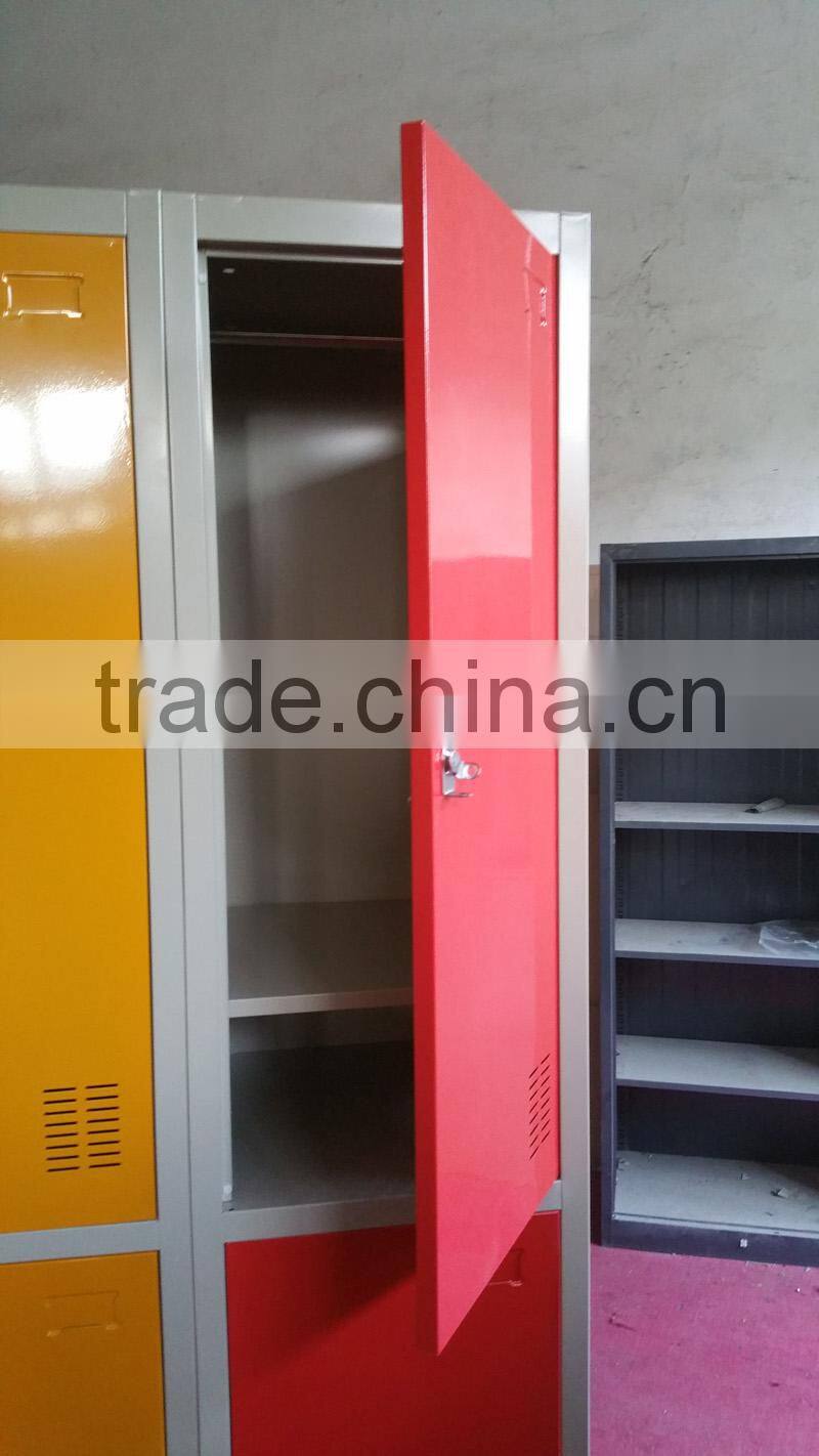 Singe Side Two- door Metal Locker with One Shelf in Red