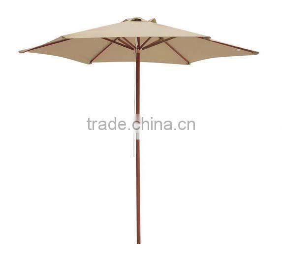 High Quality 210g/m2 Fabric One Long Pole Outdoor Patio Table Wooden Umbrella