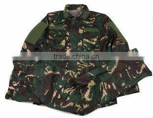 Men's 65% polyester 35% cotton woven olive Camouflage military uniform