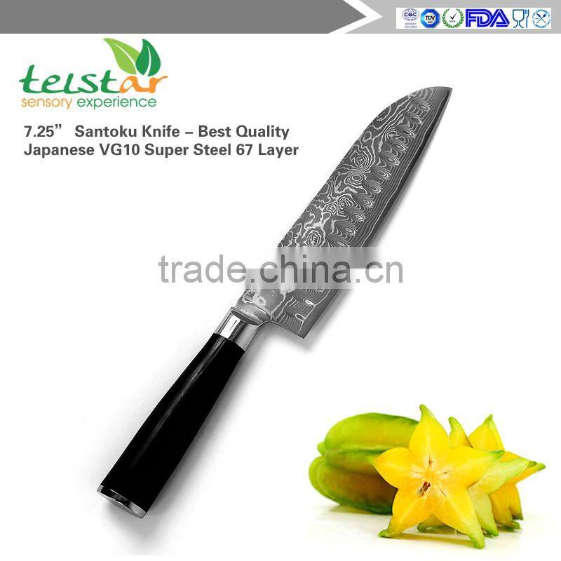 Damascus High Carbon Japanese VG10 Professional 7.25" Santoku Knife Classic Waives 67 Layers